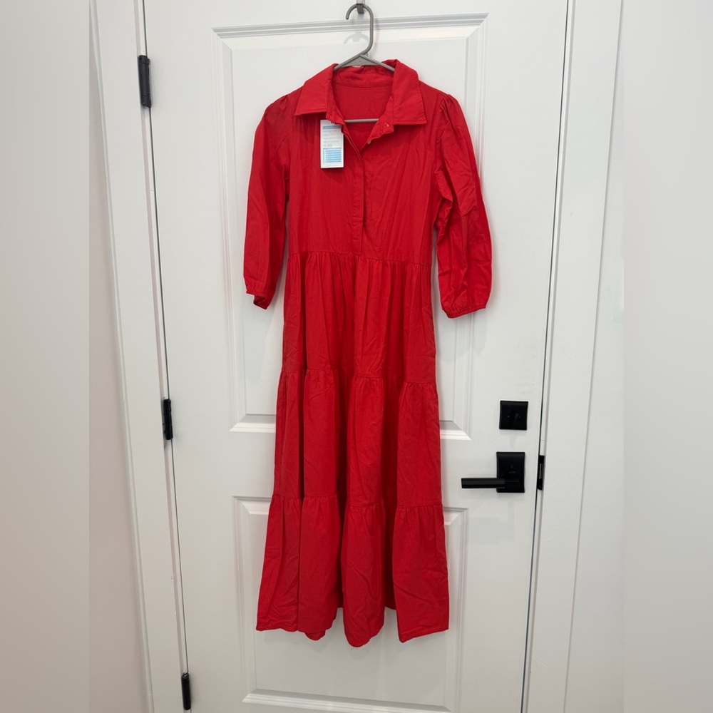 Amazon Casual V-Neck Smocked Maxi Dress